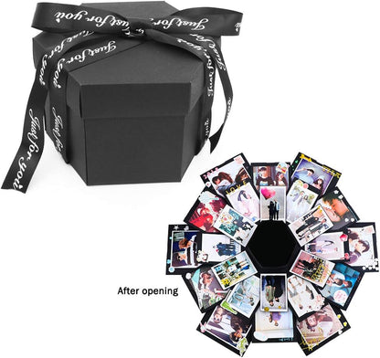 Dawa Black Explosion Box,Creative Handmade DIY Photo Album Scrapbooking Gift Box for Christmas Birthday Anniversary Valentine Wedding Mother'S Day