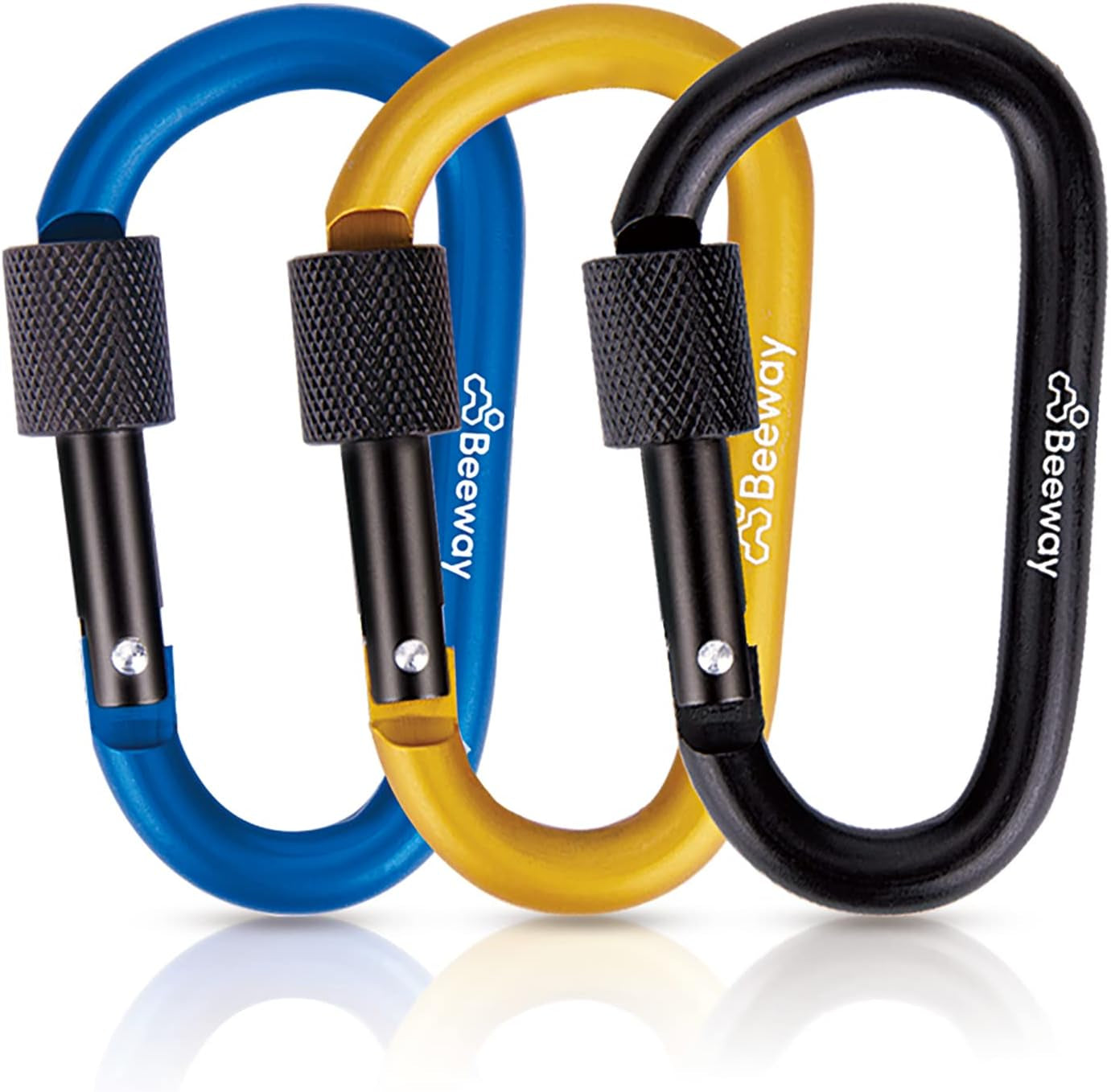 Locking Carabiner, Premium Aluminum Alloy D-Ring Carabiners Key Chain Clip Hook for Camping, Hiking, Traveling, Fishing, Backpack