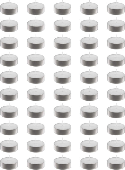 Tea Lights Candles 4-Hour Burn (50 Pack) - White T Lights - Unscented 3.8 X 2.3 Cm - 4Hr -