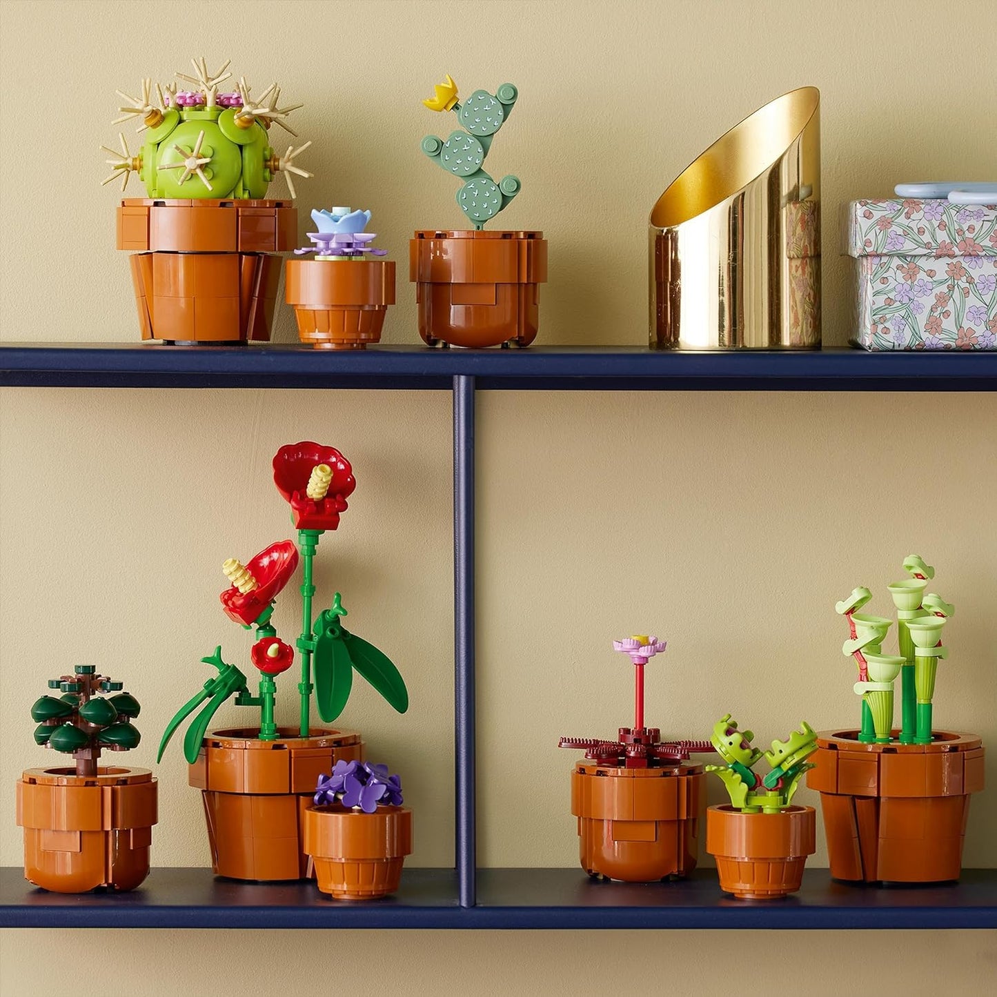Botanicals Tiny Plants - 9 Potted Artificial Flowers Set for Indoors Incl. Faux Cactuses & Red Anthurium - Gift for Valentine'S Day for Women and Men - Home Decor - 10329