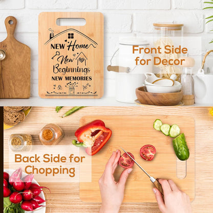 New Home Housewarming Gifts - House Warming Gifts for New Home, Bamboo Chopping Board New House Gift Ideas, New Home Essentials Cutting Board, Kitchen Gift for Couples Friend Family