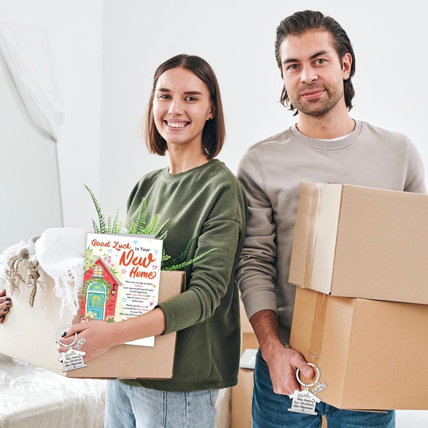 New Home Gifts, New Home Card, Good Luck in Your New Home Cards, New House Cards with New Home Keyring, House Warming Gifts New Home Gift, Housewarming Gifts for Friends Couples and Family