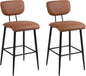 Bar Stools Set of 2, Tall Kitchen Stools with Backrest, Modern Faux Leather Barstools for Breakfast Bars, Counters, Restaurant and Home, Brown