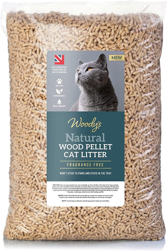 20L Natural Cat and Kitten Litter Wood Pellets Ultra Absorbent Biodegradable | Effective Odour Control | Antibacterial Premium Hygiene