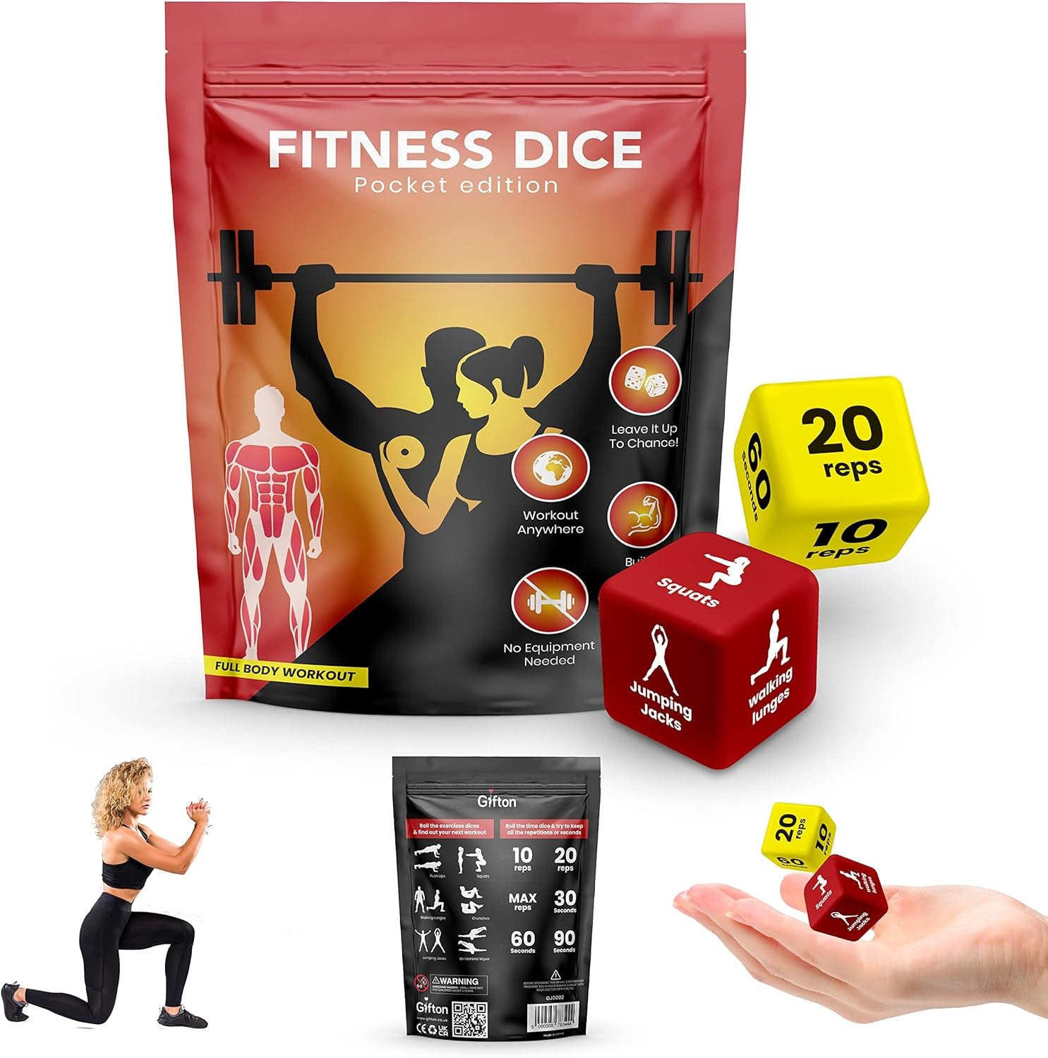 - Fitness Dice - Fun Workout Strength Training Routines - Switch up to Home Gym Outdoors - Pocket Size Exercise Decision Dices - Gift for Men Women Him Her - No Weights Require