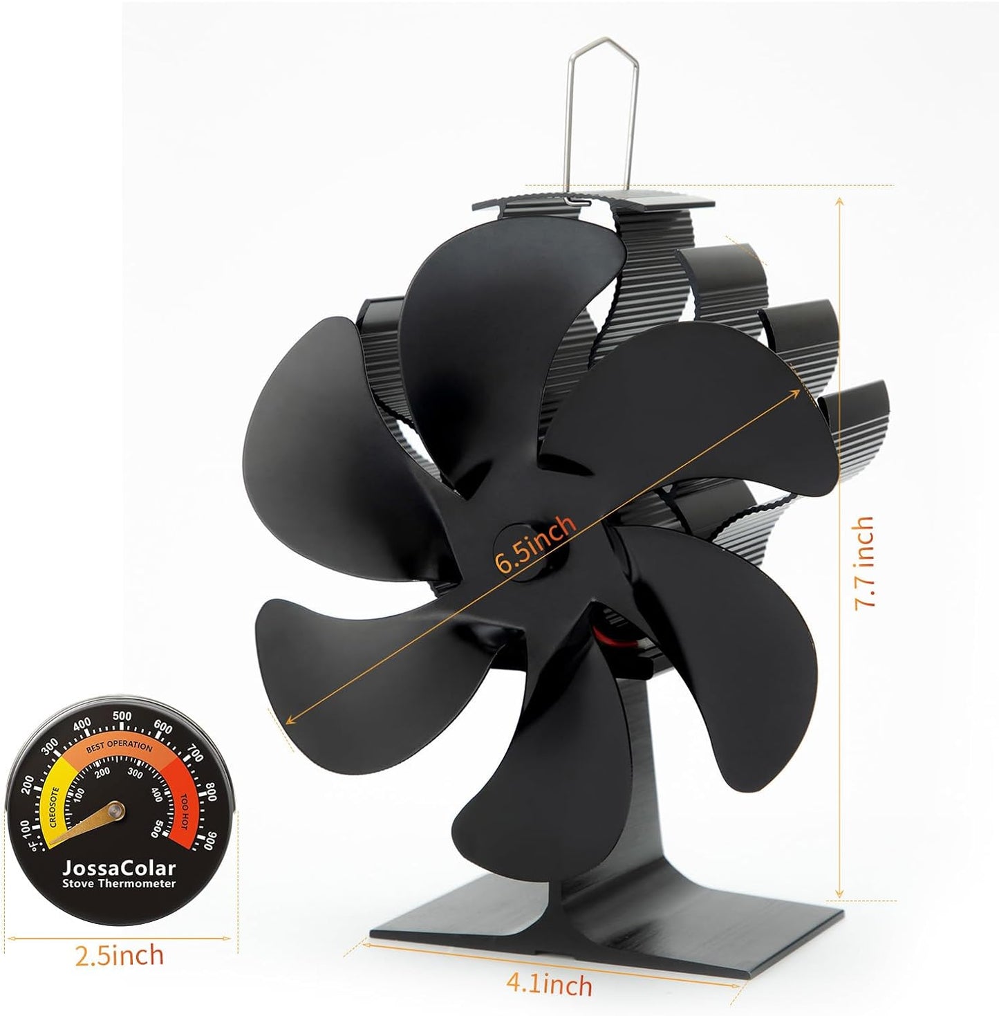 Log Burner Fan Silent Operation | 6-Blade Stove Fans Log Burners | Fire Fan Wood Burner Fans Heat Powered | Fan for Wood Burning Stove | Fireplace Accessories Tools