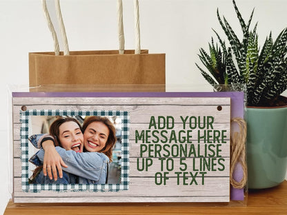 Personalised Wooden Plaque with Photo Add Your Own Message Friendship Bffs Family Door Sign Hanging Gift Home Decor