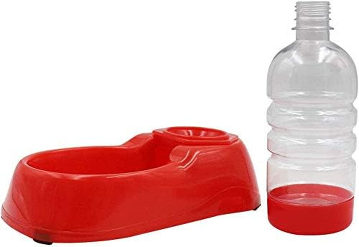 ® 400Ml Automatic Pet Feeder Rabbit Cat & Dog Food & Water Dispenser Dish Bowl Feeder Bottles (Red)