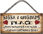 Shabby Chic Wooden Funny Wall Plaque – "Nanna and Grandad'S Place Where Memories Are Made and Grandchildren Spoilt" – Heartwarming Gift for Grandparents, Birthday Sign