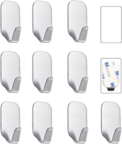 Small Sticky Hooks for Hanging Extra Strong Self Adhesive Hooks Heavy Duty Stick on Hooks for Walls, Wall Hangers without Nails, Pack of 10
