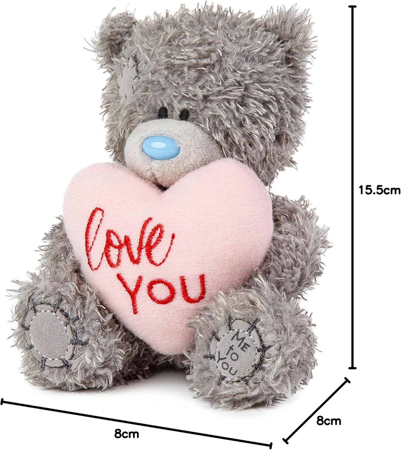 4" Love You Padded Heart, Gray