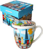 UK London British Skyline Pictures Ceramic Coffee Tea Cup Mug with Lid Home Kitchen Office, Decorative Gift Box - UK England London Souvenir
