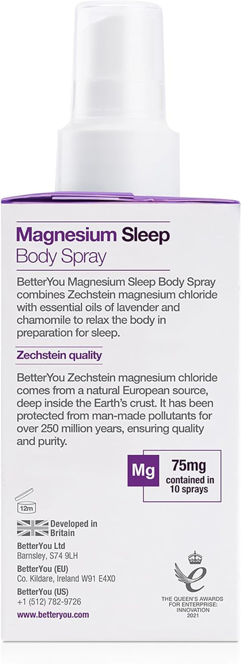 Magnesium Sleep Body Spray, Made with Zechstein Magnesium Chloride and Essential Oils, Magnesium Supplement, Natural Sleep Aid, Palm-Oil Free, 100Ml (600 Sprays)