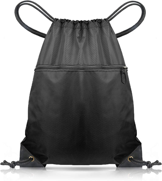 Drawstring Gym Bag, Large Sports Backpack String Swim Drawstring PE Bags for Women Men, Travel Beach School Bag with Waterproof