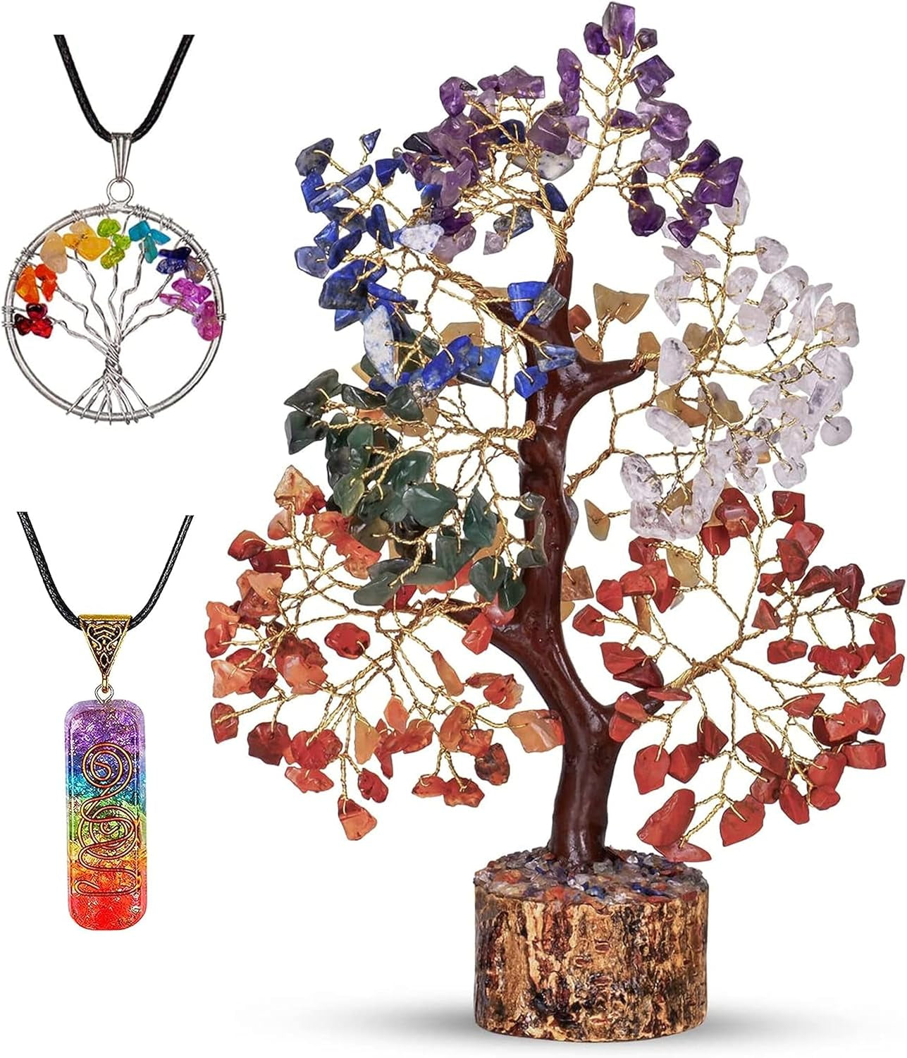 Seven Chakra Crystal Tree - Crystal Gifts - Chakra Tree - Gemstone Tree - Crystal Tree of Life - Bonsai Tree - Birthday Gift for Women - House Warming Gifts New Home - Feng Shui - Money Tree