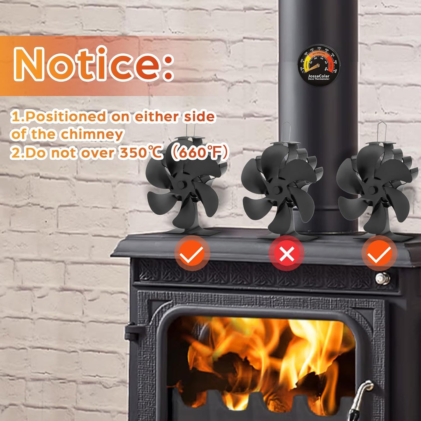 Log Burner Fan Silent Operation | 6-Blade Stove Fans Log Burners | Fire Fan Wood Burner Fans Heat Powered | Fan for Wood Burning Stove | Fireplace Accessories Tools