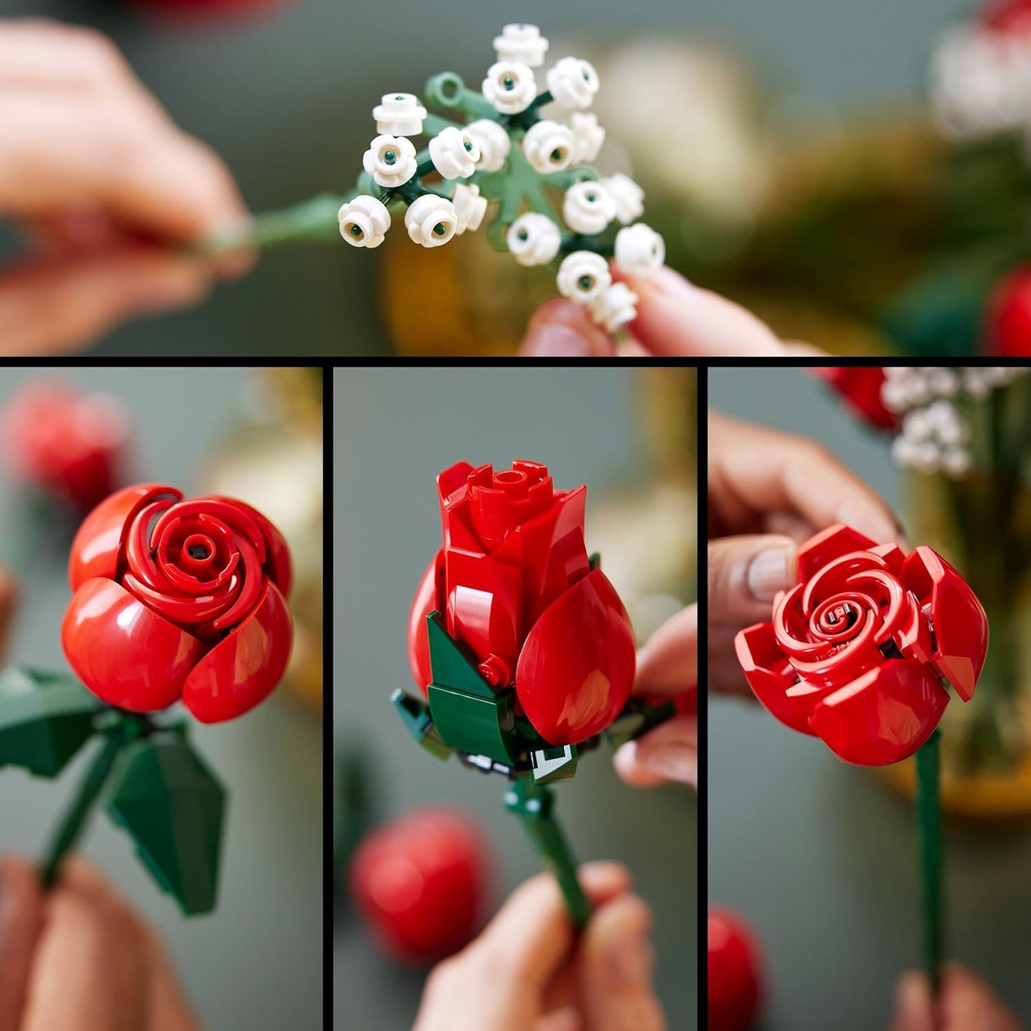 Botanicals Bouquet of Roses - Artificial Flowers Set for Adults Incl. a Buildable Vase - Home or Office Decor - Gift Ideas for Valentine'S Day for Him & Her - Botanical Collection - 10328