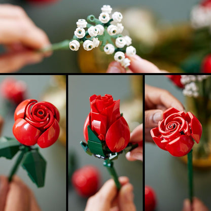 Botanicals Bouquet of Roses - Artificial Flowers Set for Adults Incl. a Buildable Vase - Home or Office Decor - Gift Ideas for Valentine'S Day for Him & Her - Botanical Collection - 10328