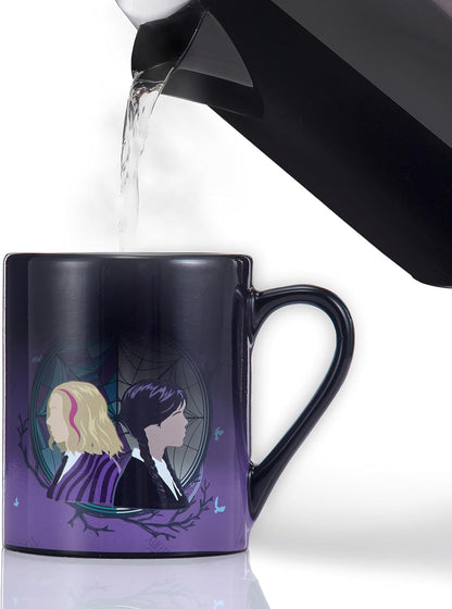 Wednesday Official Heat Changing Mug of Wednesday and Enid | Heat Reveals the Nevermore Dorm Window | Official Gift Mug for Fans of the Wednesday Series on Netflix