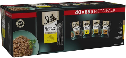 Select Slices Poultry Adult Wet Cat Food Pouches 40 X 85 G, 40 Gravy Pouches, Bulk Cat Food Megapack