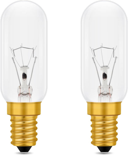 2 Pack Cooker Hood Bulbs, Dimmable E14 Small Edison Screw Bulb, Warm White 2700K, 350Lm, T25 Tubular Bulb for Extractor Fan, Sewing Machine, Refrigerator
