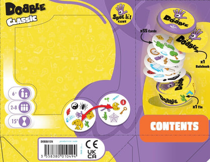 | Dobble | Card Game | Ages 6+ | 2-8 Players | 15 Minutes Playing Time