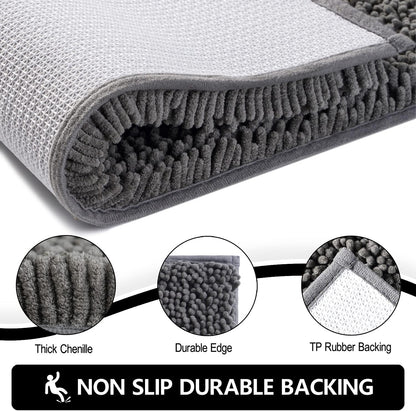 Door Mats Indoor Bath Mat Non Slip Dirt Trapper Doormat Soft Absorbent Entrance Rug Floor Mat Indoor Mats for Front Back Door, Entryway,Bathroom,Pets and Dogs (Grey M, 50X80)