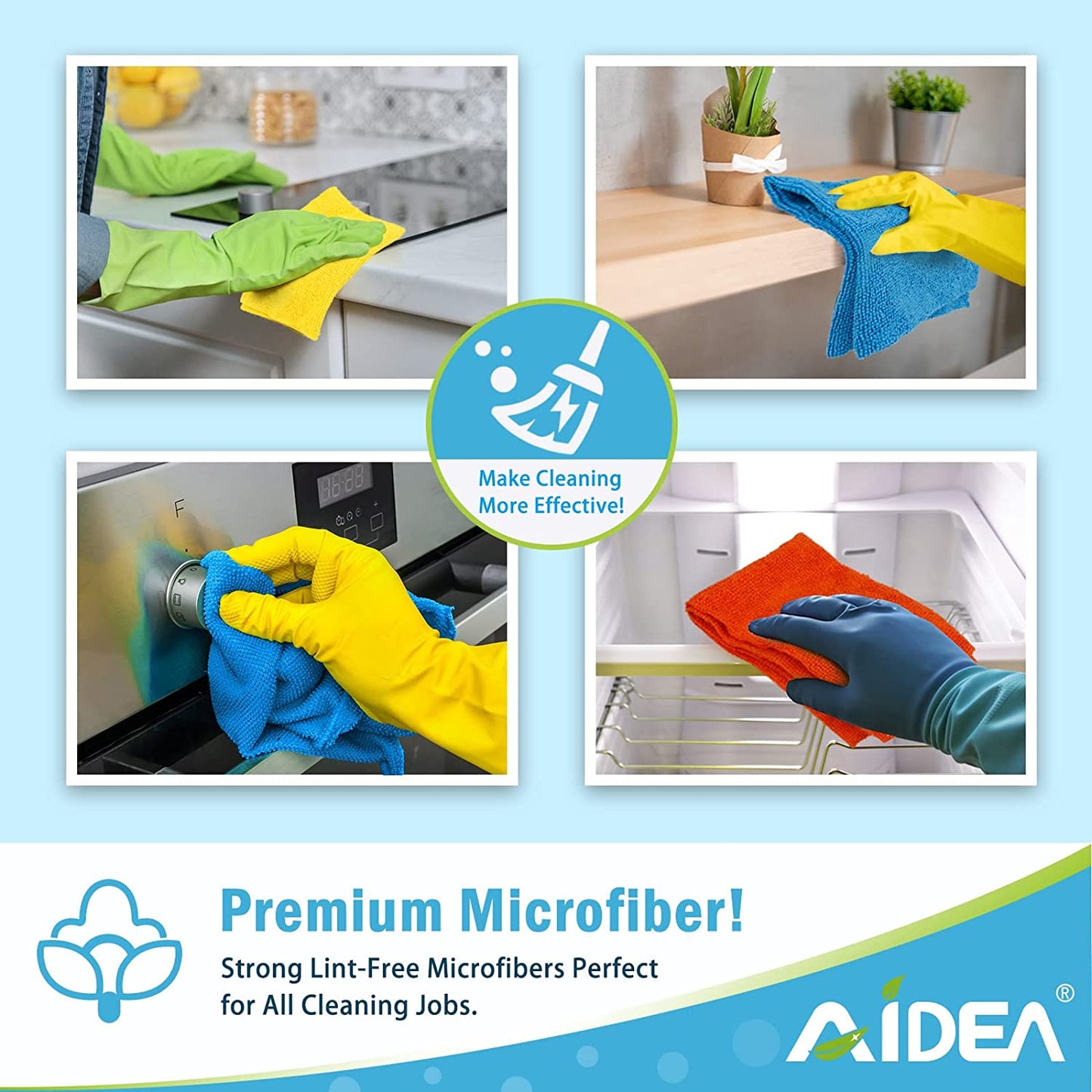 Microfibre Cloth Pack of 8, Multifunctional Reusable Cleaning Cloths, Lint Free Streak Free Washable Cloth Duster for House, Kitchen, Car, Motorbike, Windows 30 X 30 Cm
