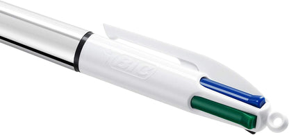 4 Colours Shine Pens, Multicoloured Pen, Retractable Ballpoint Pens, Biro Pens, Medium 1.0Mm, Green, Blue, Black, Red, 3 Pens per Pack, 1 Pack