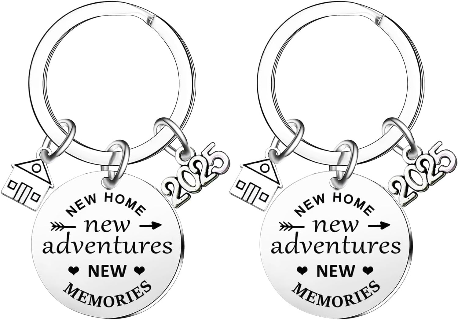 2Pcs New Home Keychains 2025 Housewarming Gift Keyrings New Home New Adventures Realtor Closing Gifts New House New Home Owners Keyring
