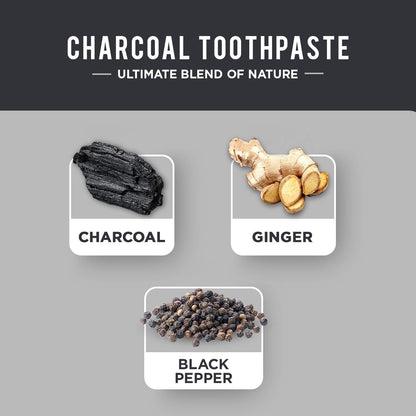 Charcoal Organic Toothpaste - 100Ml | for Teeth Whitening, Brighter Smile & Healthy Gums | Natural Oral Care with Blend of Black Pepper & Ginger Extracts