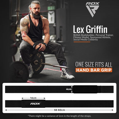 Weight Lifting Straps Deadlifting Powerlifting, 5MM Neoprene Wrist Support, anti Slip 60CM Hand Bar Grip, Heavy Duty Bodybuilding Weightlifting Workout, Soft Cotton, Strength Training Gym Fitness