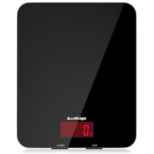 201 Digital Kitchen Scales with Tempered Glass Platform Electronic Weighing Food Scale with Backlit LCD Display Multifunctional, for Office School Home Baking Cooking, 5Kg/11Lb