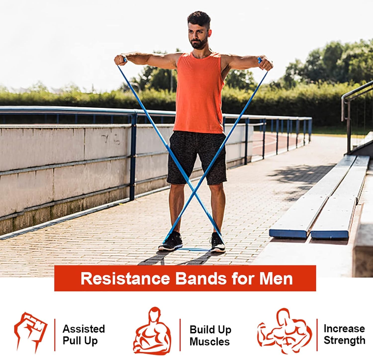 Resistance Bands Set, [Set of 3] 1.5M/4.9Ft Skin-Friendly Exercise Bands with 3 Resistance Levels,Workout Resistance Bands Set for Women Men,Ideal for Strength Training,Yoga,Gym,Pilates,Fitness