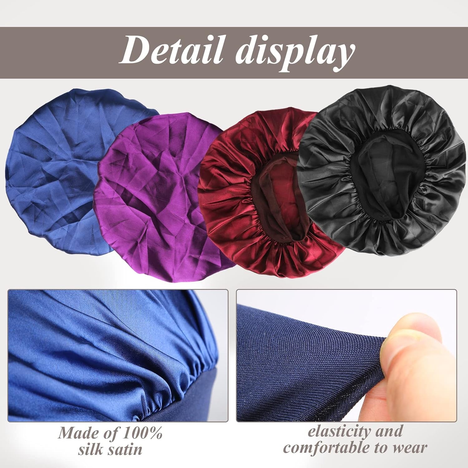 Silk Bonnet Satin Bonnet, Silk Hair Wrap for Sleeping, Soft and Comfortable Silk Sleep Cap