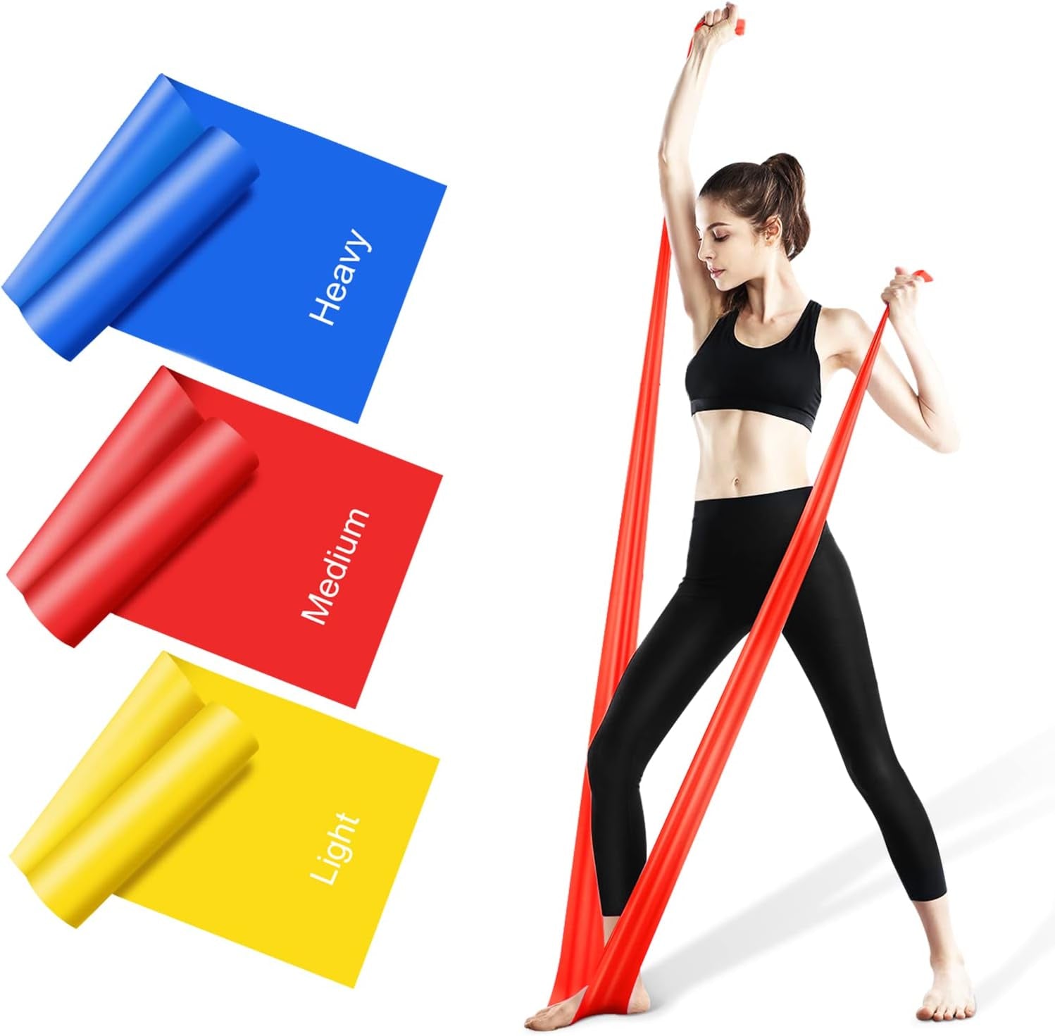 Resistance Bands Set, [Set of 3] 1.5M/4.9Ft Skin-Friendly Exercise Bands with 3 Resistance Levels,Workout Resistance Bands Set for Women Men,Ideal for Strength Training,Yoga,Gym,Pilates,Fitness