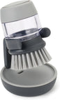 Palm Scrub Refillable Soap Dispensing Cleaning Washing up Kitchen Brush with Storage Stand Holder, Grey