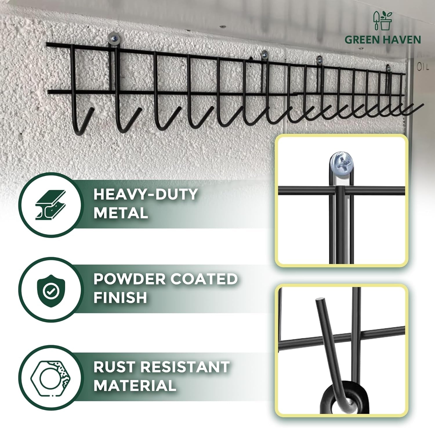 Garden Tool Storage Rack 160Cm - Heavy-Duty Metal Organiser for Shed Accessories, Rakes, Shovels & More – Space-Saving Tool Storage System for Sheds & Garages