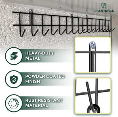 Garden Tool Storage Rack 160Cm - Heavy-Duty Metal Organiser for Shed Accessories, Rakes, Shovels & More – Space-Saving Tool Storage System for Sheds & Garages