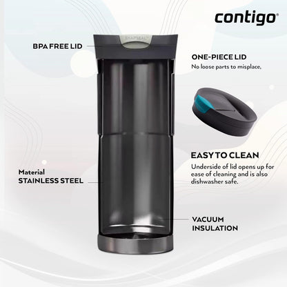 Byron Snapseal Travel Mug | Stainless Steel Thermal Mug | Vacuum Flask | Leakproof Tumbler | Coffee to Go Mug with BPA Free Easy-Clean Lid