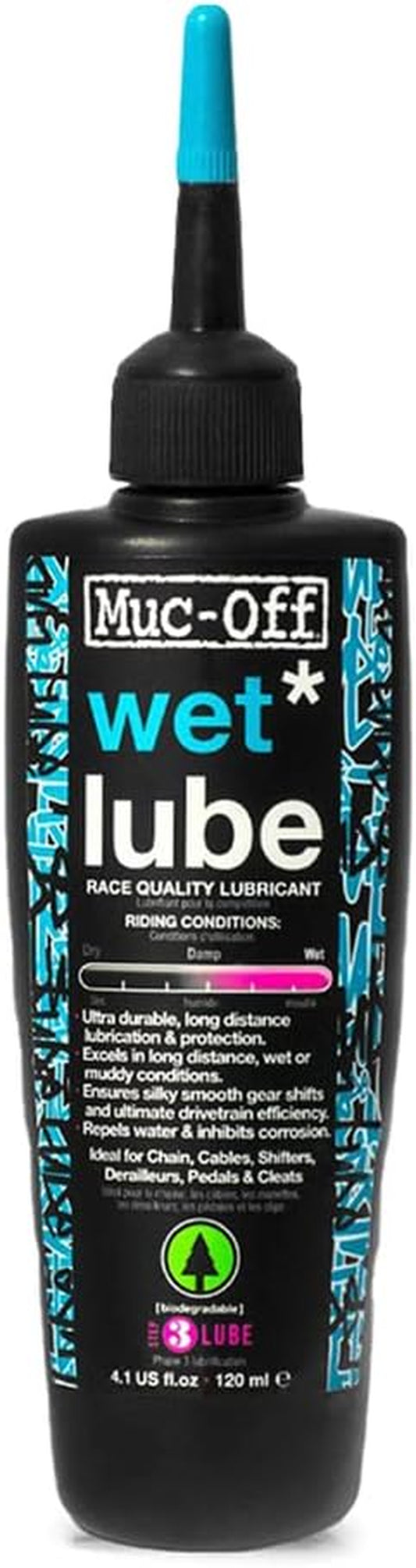 MUCOFF Wet Chain Lube, 120Ml - Bike Lube, Bike Chain Oil, Chain Wax for Wet Weather Conditions - Biodegradable Bike Lubricant and Bicycle Chain Oil, Black