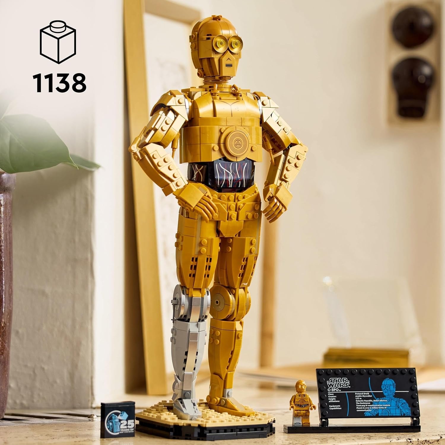 Star Wars C-3PO Droid Figure Building Set, Collectible Model Kit for Adults to Build with Character Minifigure and Display Stand, Nostalgic Gift Idea for Men, Women, Him, Her & Fans 75398