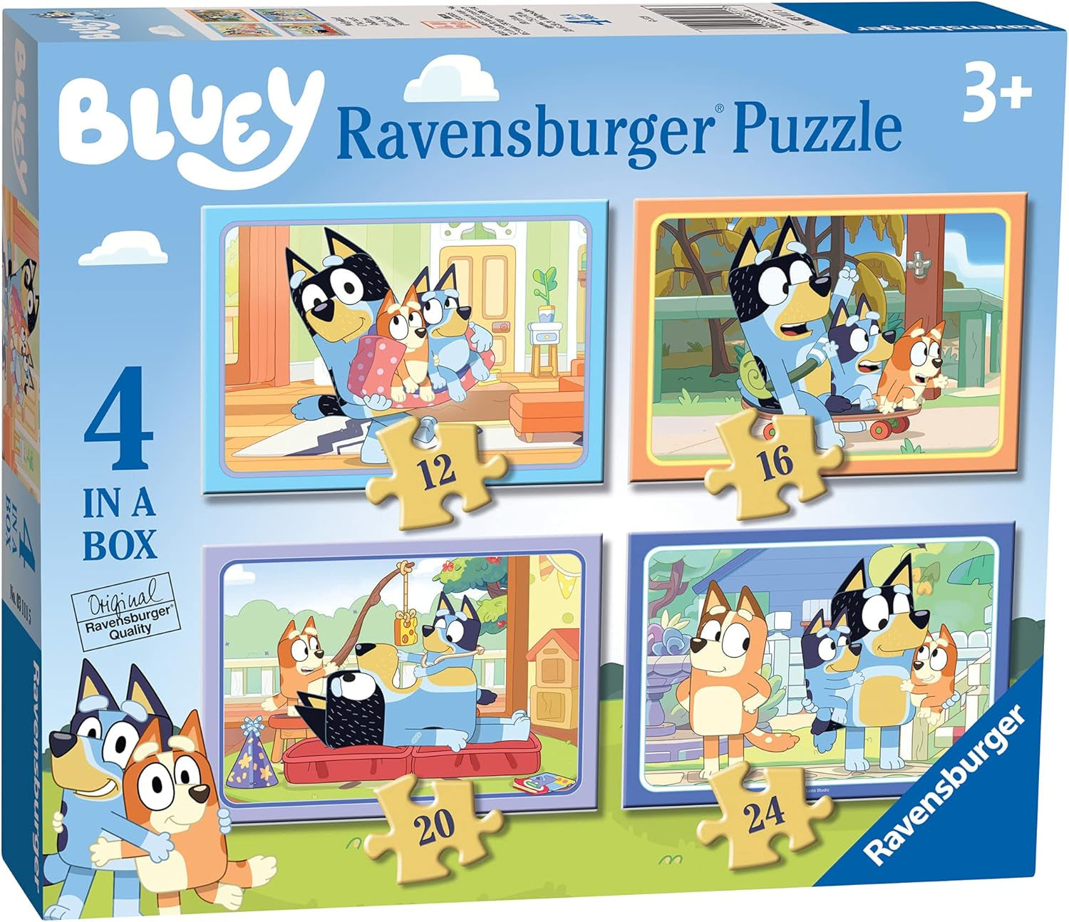 Bluey Toys - 4 in Box Jigsaw Puzzles for Children Age 3 Years up - 12, 16, 20, 24 Pieces for Kids