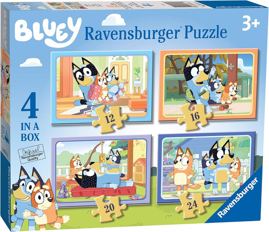 Bluey Toys - 4 in Box Jigsaw Puzzles for Children Age 3 Years up - 12, 16, 20, 24 Pieces for Kids