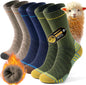 Mens Thermal Socks Womens Merino Wool Socks Thick Warm Winter Socks Cushioned Crew Socks for Work Hiking Walking Skiing Running and Outdoor Sports, 3 Pairs