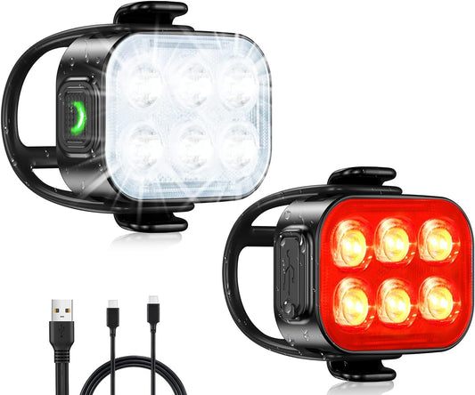 Bike Lights Ultra Slim, Rechargeable Bicycle Lights Front and Rear, 4+6 Modes Bike Light, Waterproof IP65 Cycle Lights for Road Safety, 1.5 Hrs Fast Charging Bike Light Cycling Headlights Set