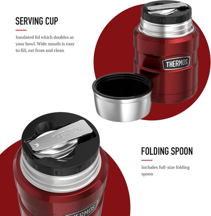 Stainless King Food Flask, 470Ml Capacity - Sleek Multi- Purpose Flask for Daily Food Prep - Durable Stainless Steel with Classic Red Finish - Ideal for On-The-Go Meals & Drinks