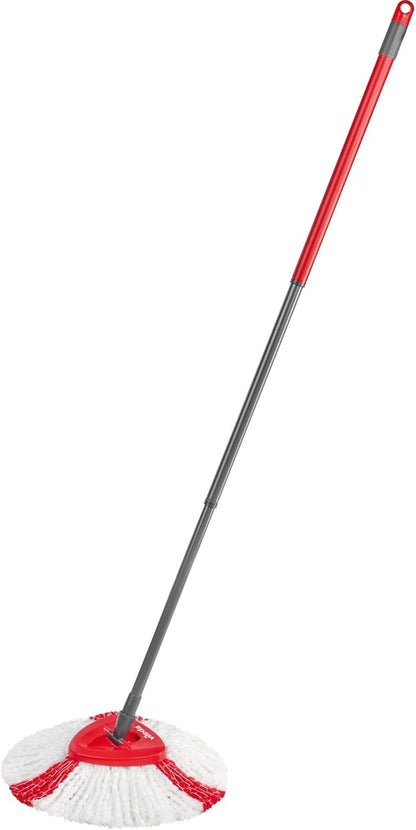 Turbo Microfibre Mop and Bucket Set, Spin Mop for Cleaning Floors, Set of 1X Mop and 1X Bucket,Grey/Red,48.5 X 27.5 X 28 Cm
