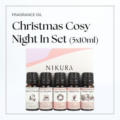 Winter Cosy Night in Fine Fragrance Oil Gift Set - 5 X 10Ml | Great for Diffusers for Home, Soap & Candle Making, Wax Melts, Burner | Bath Bombs, Perfume Scents | UK Made Essential Oils