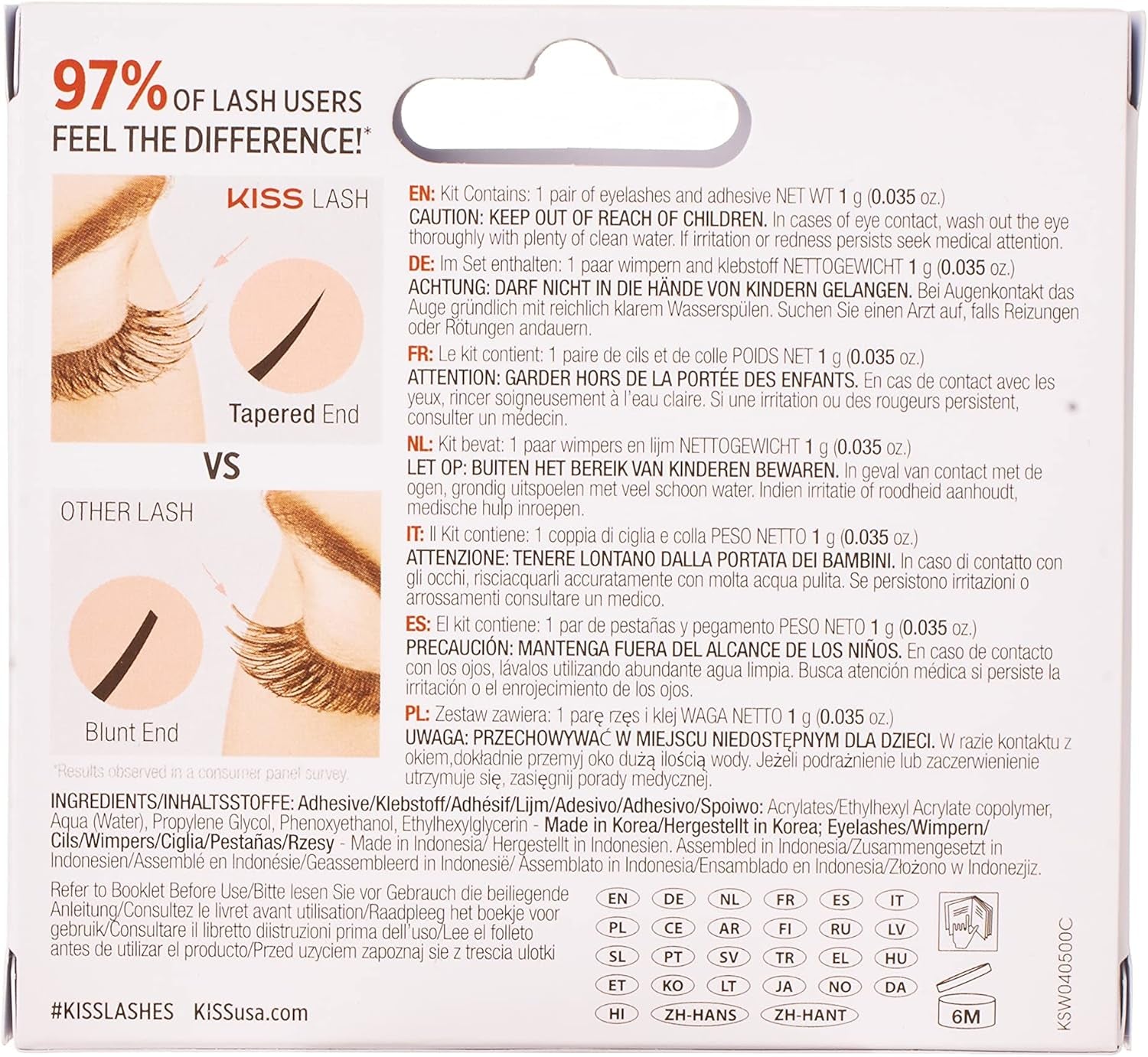 Lash Couture so Wispy Collection 1 Pair of Volumizing Fake Lashes, Style 04, with Tapered Ends and Aloe Infused Lash Glue